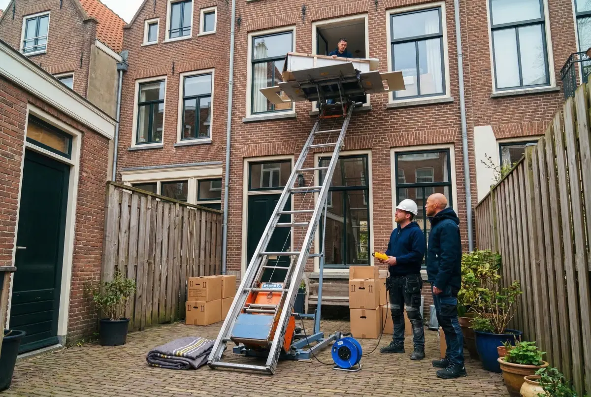 Gedalift in gebruik bij woning in Vlaardingen
